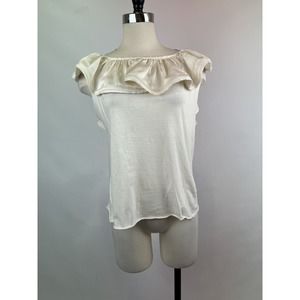 LANVIN Black Ruffle‎ Flounce Collar Off Shoulder Top Size XL